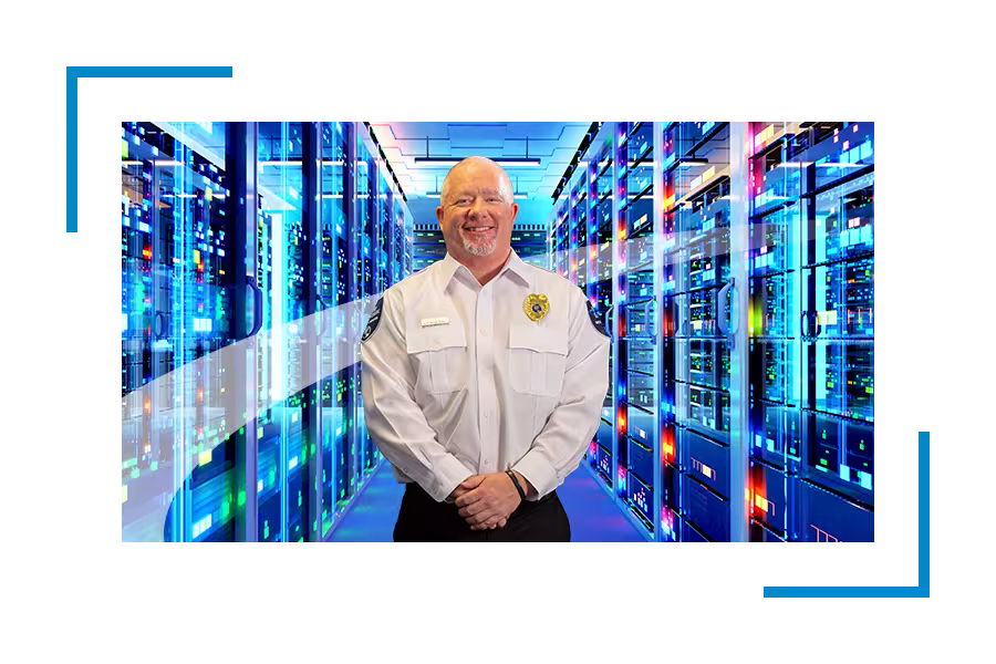 Security guard in server room