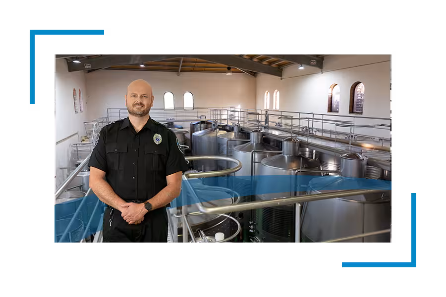 Security guard in manufacturing plant
